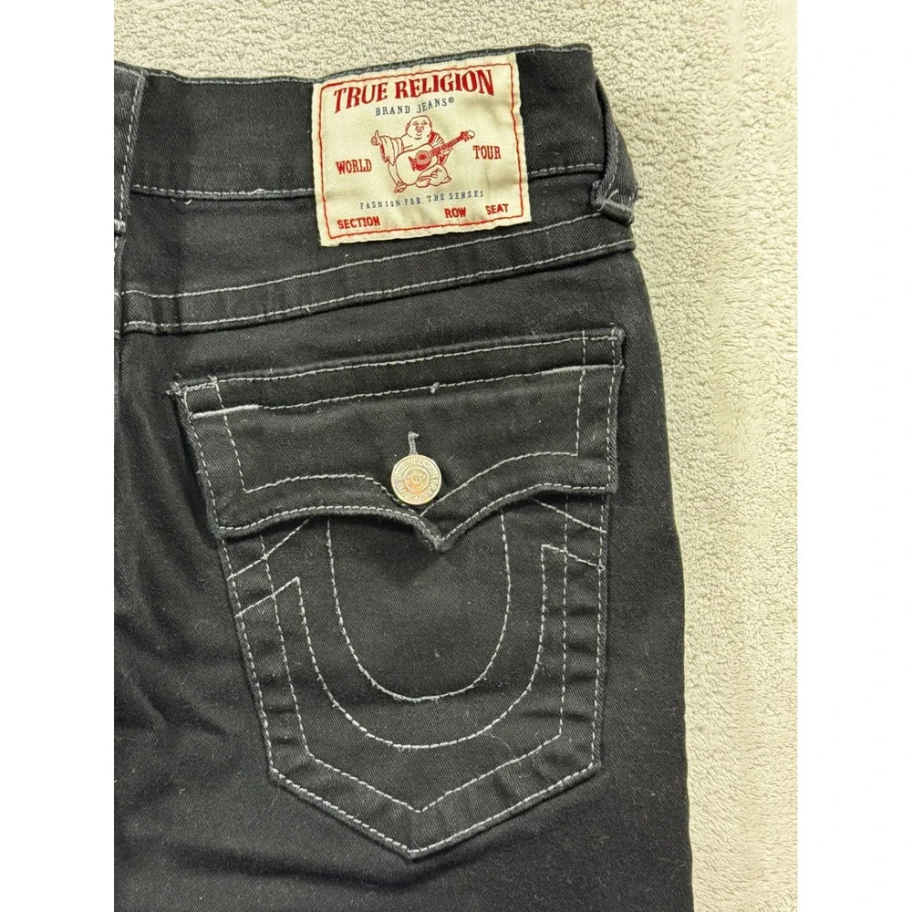 True Religion Mens Ricky Flap Pocket Relaxed Straight Black Jeans 32 Meas: 32x30